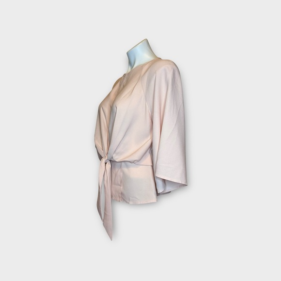 Topshop Blush Pink Front Tie Peplum Keyhole Detail Top - Picture 6 of 10